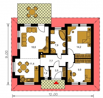 Grundriss des Erdgeschosses - BUNGALOW 8